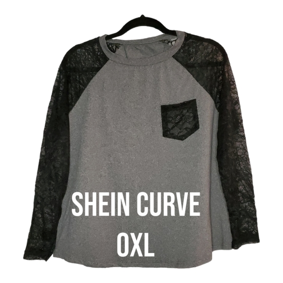 Shein Curve 0XL baseball lace long sleeve (fits Med/Large) - Picture 1 of 5